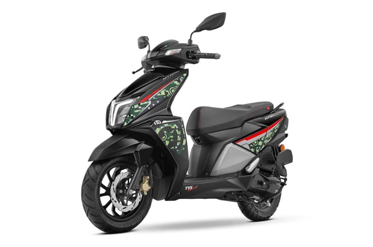 TVS has launched a new Super Soldier Edition of its popular NTorq 125 TVS Ntorq 125 Marvel Captain America edition front left three quarter static shot